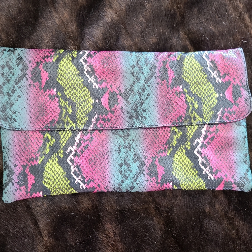 Rainbow Snakeskin Clutch